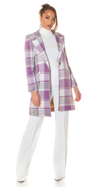 Karo coat with pockets Purple
